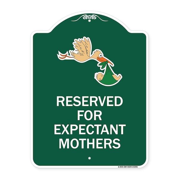 Signmission Reserved for Expectant Mothers W/ Stork & Baby Graphic Heavy-Gauge Alum, 24" L, 18" H, GW-1824-23201 A-DES-GW-1824-23201 - main